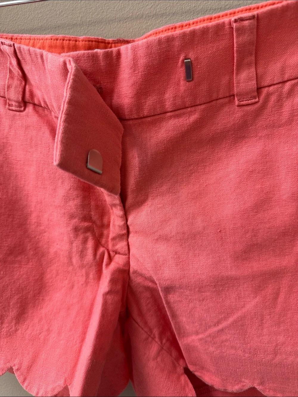 J. Crew Coral Scallop-Hem Shorts - Size 2